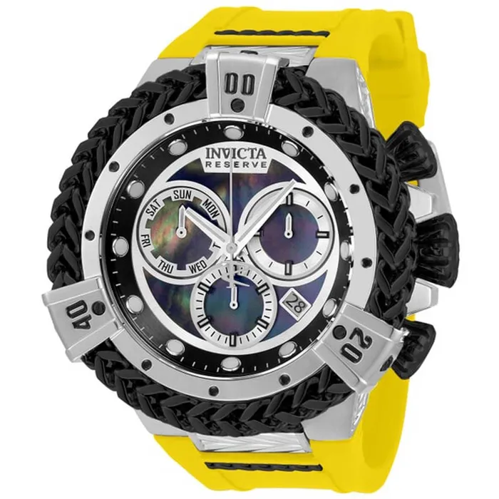 Invicta Mens Chronograph Watch Reserve Hercules Black and Silver Bracelet 33709 Invicta Bracelets