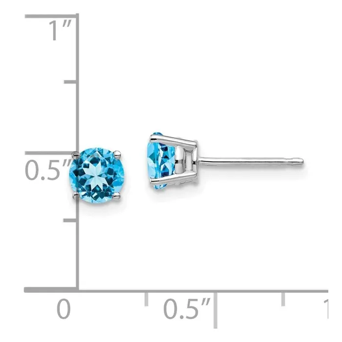 Jewelry Earrings 14k White Gold 5mm Blue Topaz Earrings Jewelry Earrings 14k White Gold 5mm Blue Topaz Earrings