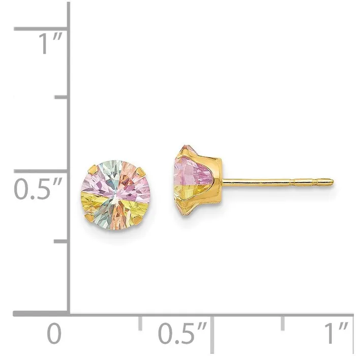 Jewelry Earrings Madi K Kids 14k Multicolor CZ 6mm Post Earrings Jewelry Earrings Madi K Kids 14k Multicolor CZ 6mm Post Earrings