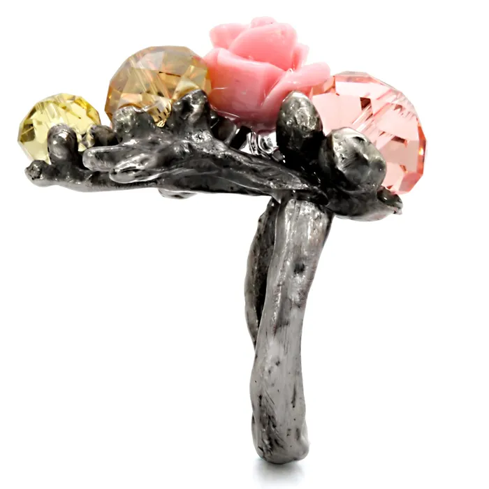 LO4745 Antique Tone Brass Ring with Assorted in MultiColor Alamode Rings