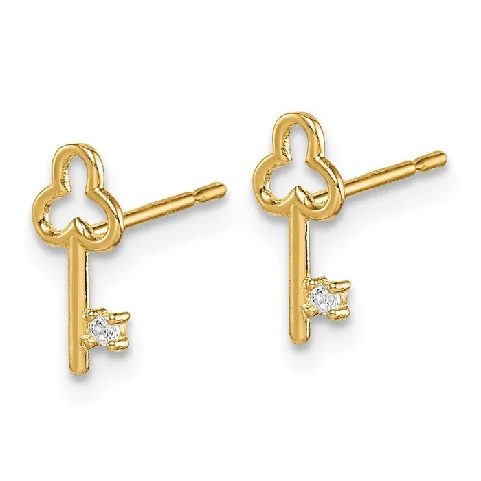 Madi K Kids 14k CZ Key Post Earrings Jewelry Earrings Madi K Kids 14k CZ Key Post Earrings Jewelry Earrings