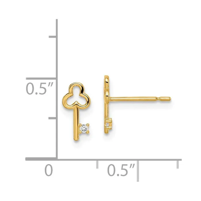 Madi K Kids 14k CZ Key Post Earrings Jewelry Earrings Madi K Kids 14k CZ Key Post Earrings Jewelry Earrings