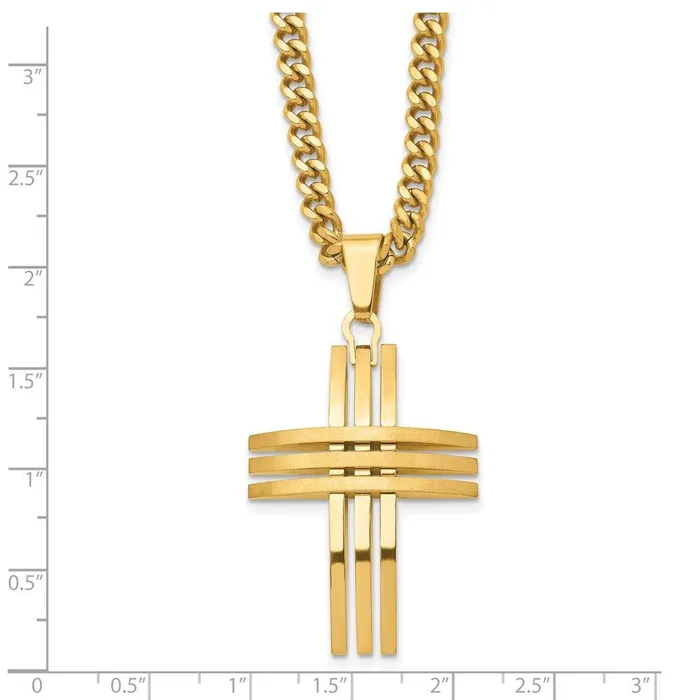 Necklaces Chisel Stainless Steel Gold IPplated Cross Pendant Necklace Necklaces Chisel Stainless Steel Gold IPplated Cross Pendant Necklace
