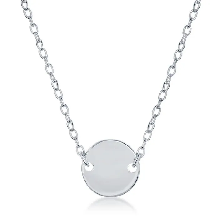 Necklaces Classic Sterling Silver High Polish Flat Disc Necklace