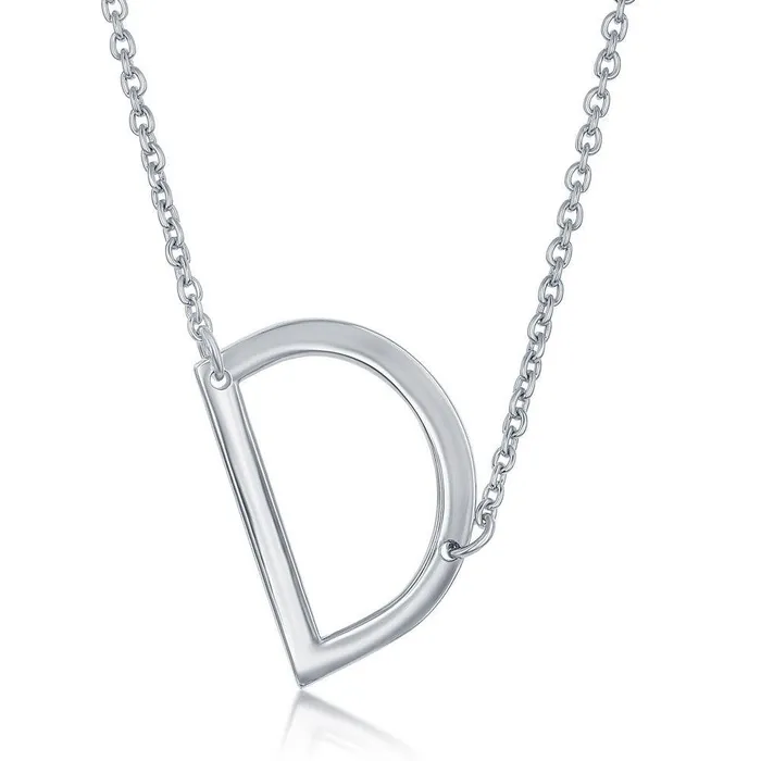 Necklaces Classic Sterling Silver Sideways D Initial Necklace