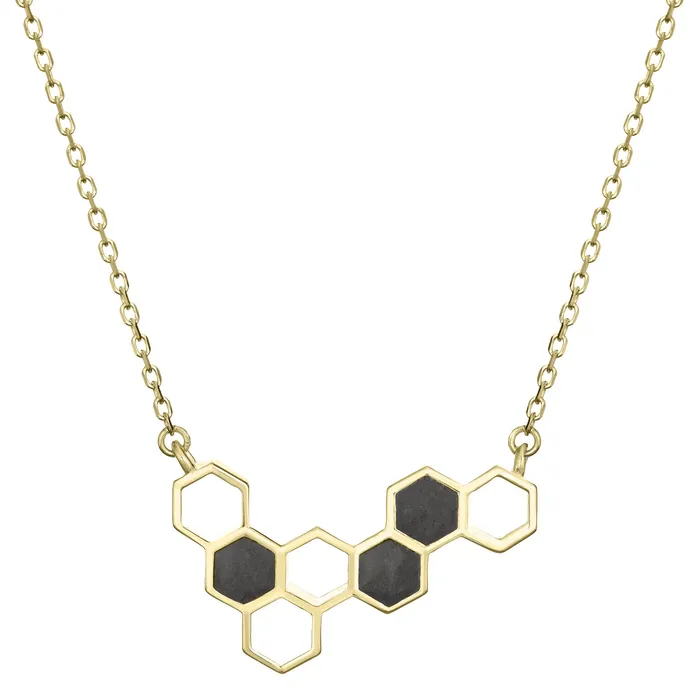 Necklaces Honeycomb Cremation Necklace in 14K Yellow Gold closebymejewelry