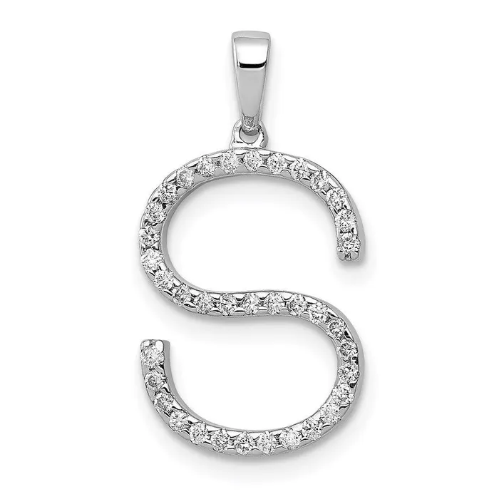 Necklaces Jewelry 14k White Gold Diamond Initial S Pendant