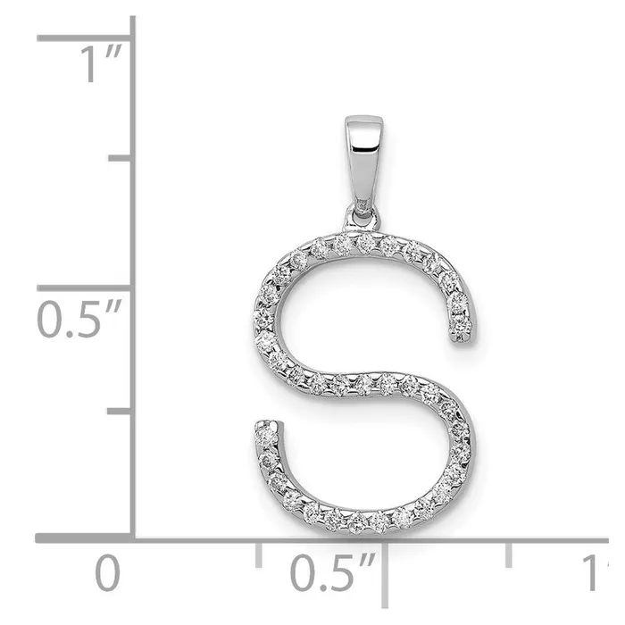 Necklaces Jewelry 14k White Gold Diamond Initial S Pendant Necklaces Jewelry 14k White Gold Diamond Initial S Pendant