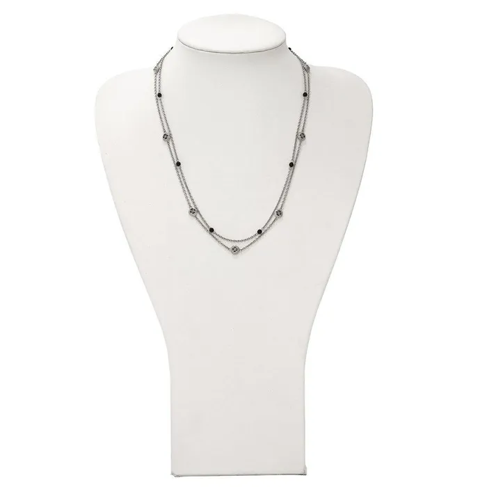 Necklaces Stainless Steel Polished Black Onyx w2in ext Layered Necklace Chisel Necklaces Stainless Steel Polished Black Onyx w2in ext Layered Necklace Chisel
