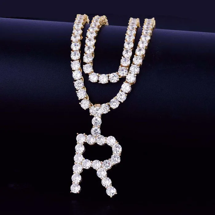 Necklaces VVS Jewelry Custom Silver Tennis Letter Necklace