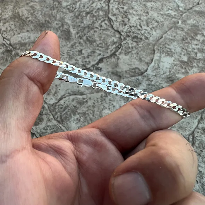 Real 925 Sterling Silver Italy Flat Cuban Link Chain Bracelet 5MM 785 Harlem Bracelets