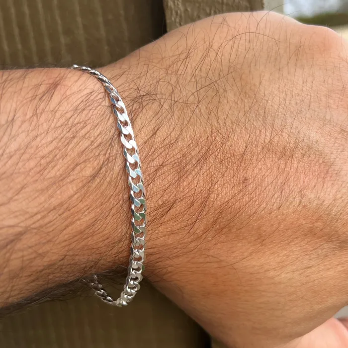 Real 925 Sterling Silver Italy Flat Cuban Link Chain Bracelet 5MM 785 Harlem Bracelets