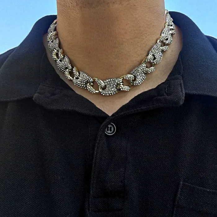 Rings 14K Gold Plated Cuban Link Mariner Anchor Chain TwoTone Choker 18 Bling Cartel Admin