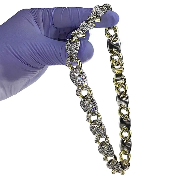 Rings 14K Gold Plated Cuban Link Mariner Anchor Chain TwoTone Choker 18 Bling Cartel Admin