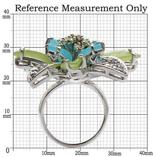 Rings 1W094 Rhodium Brass Ring with Synthetic Synthetic Glass in Multi Color Alamode