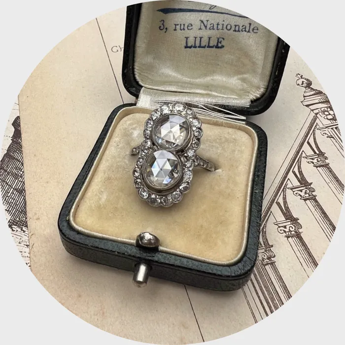 Rings 21stfinds Double RoseCut Diamond Cluster Ring