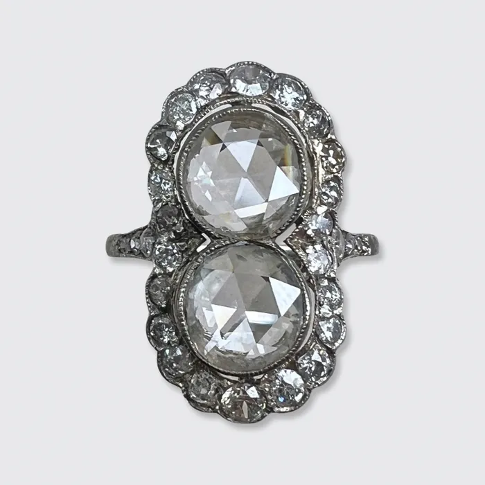 Rings 21stfinds Double RoseCut Diamond Cluster Ring