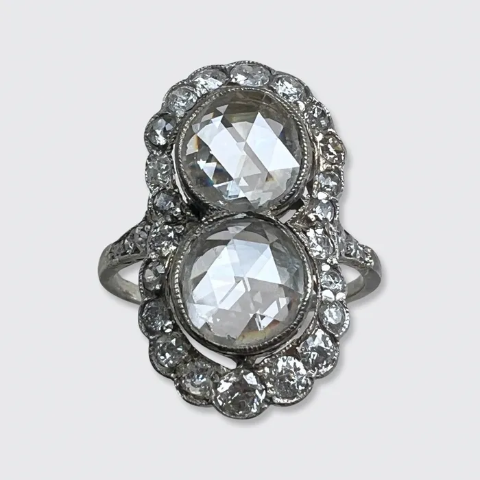 Rings 21stfinds Double RoseCut Diamond Cluster Ring