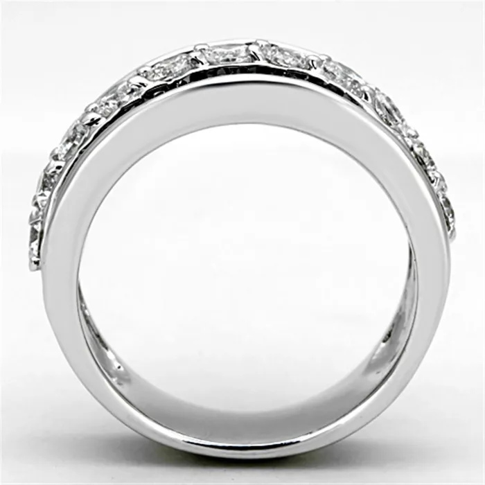 Rings 3W513 Rhodium Brass Ring with AAA Grade CZ in Black Diamond Alamode