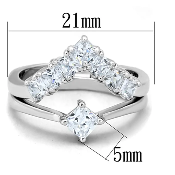 Rings 3W815 Rhodium Brass Ring with AAA Grade CZ in Clear Alamode