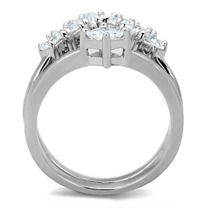 Rings 3W815 Rhodium Brass Ring with AAA Grade CZ in Clear Alamode