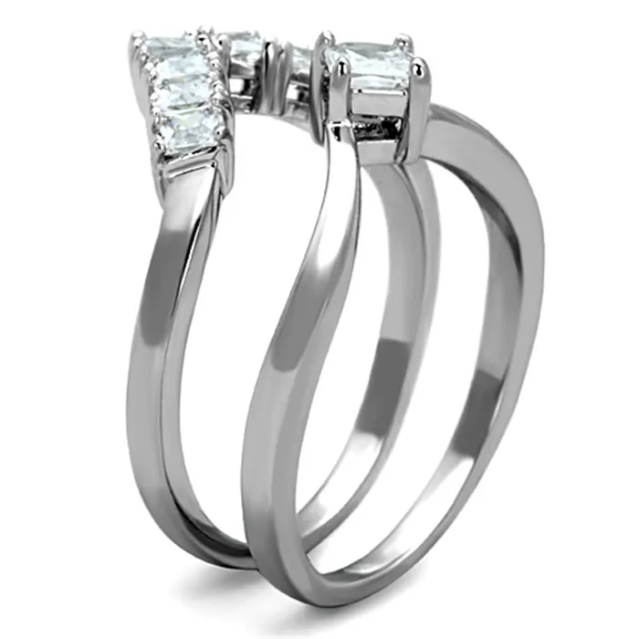 Rings 3W815 Rhodium Brass Ring with AAA Grade CZ in Clear Alamode