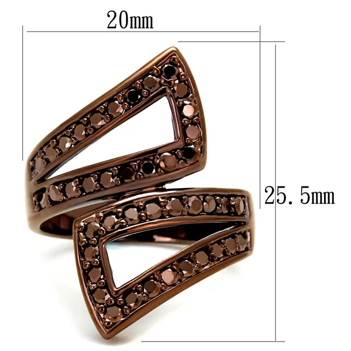 Rings Alamode 3W1185 IP Coffee light Brass Ring with AAA Grade CZ in Light Coffee