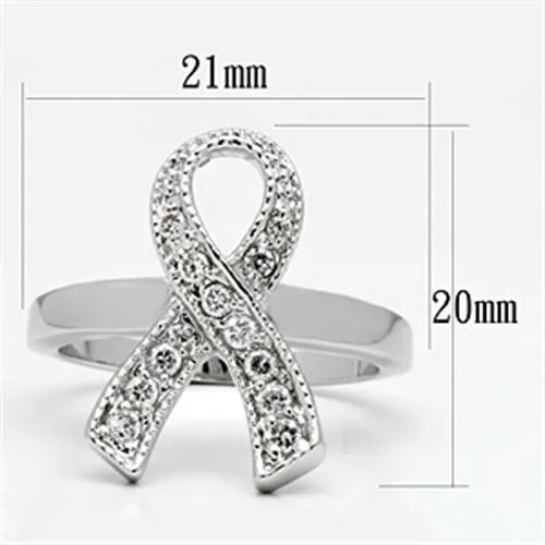 Rings Alamode 3W263 Rhodium Brass Ring with AAA Grade CZ in Clear