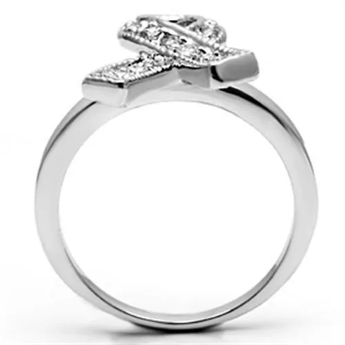 Rings Alamode 3W263 Rhodium Brass Ring with AAA Grade CZ in Clear