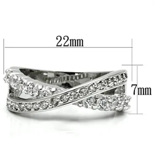 Rings Alamode 3W274 Rhodium Brass Ring with AAA Grade CZ in Clear