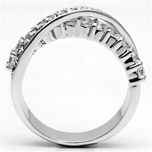 Rings Alamode 3W274 Rhodium Brass Ring with AAA Grade CZ in Clear