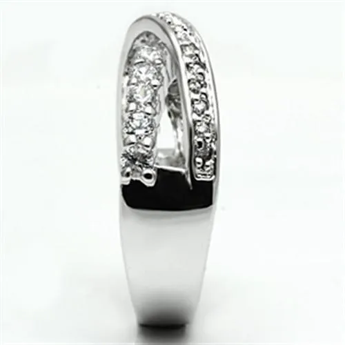 Rings Alamode 3W274 Rhodium Brass Ring with AAA Grade CZ in Clear