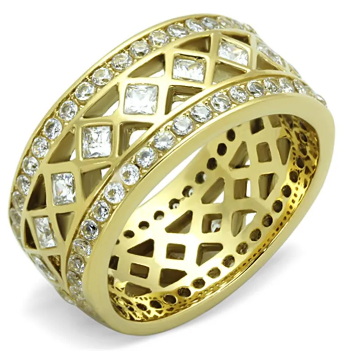 Rings Alamode TK1558 IP GoldIon Plating Stainless Steel Ring with AAA Grade CZ in Clear Rings Alamode TK1558 IP GoldIon Plating Stainless Steel Ring with AAA Grade CZ in Clear
