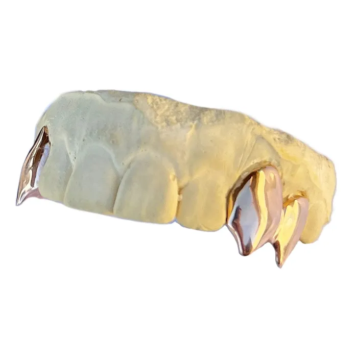Rings Bling Cartel Admin Rose Gold Plated over 925 Silver Custom Double Teeth Vampire Fangs Grillz