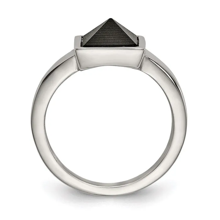 Rings Chisel Stainless Steel Polished with Solid Black Carbon Fiber Geometric Ring Rings Chisel Stainless Steel Polished with Solid Black Carbon Fiber Geometric Ring