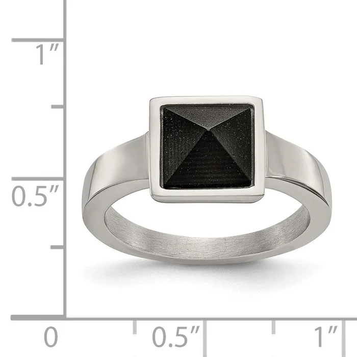 Rings Chisel Stainless Steel Polished with Solid Black Carbon Fiber Geometric Ring Rings Chisel Stainless Steel Polished with Solid Black Carbon Fiber Geometric Ring