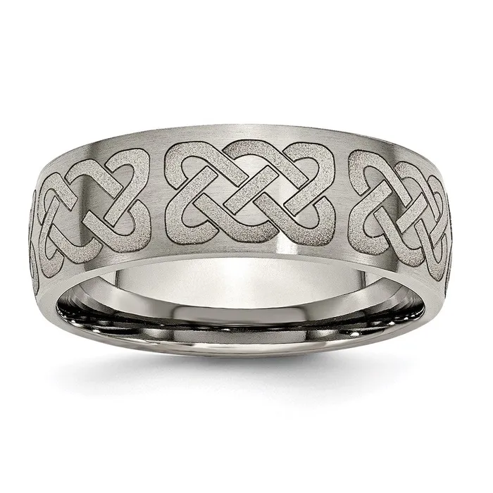Rings Chisel Titanium 8mm Laser Design Brushed Band TB26B