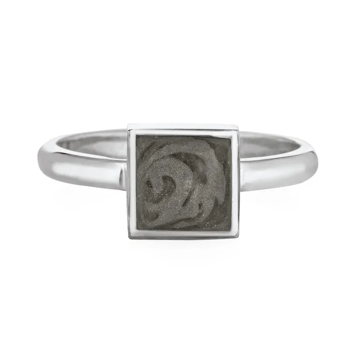 Rings closebymejewelry Large Square Stacking Cremation Ring in 14K White Gold Rings closebymejewelry Large Square Stacking Cremation Ring in 14K White Gold
