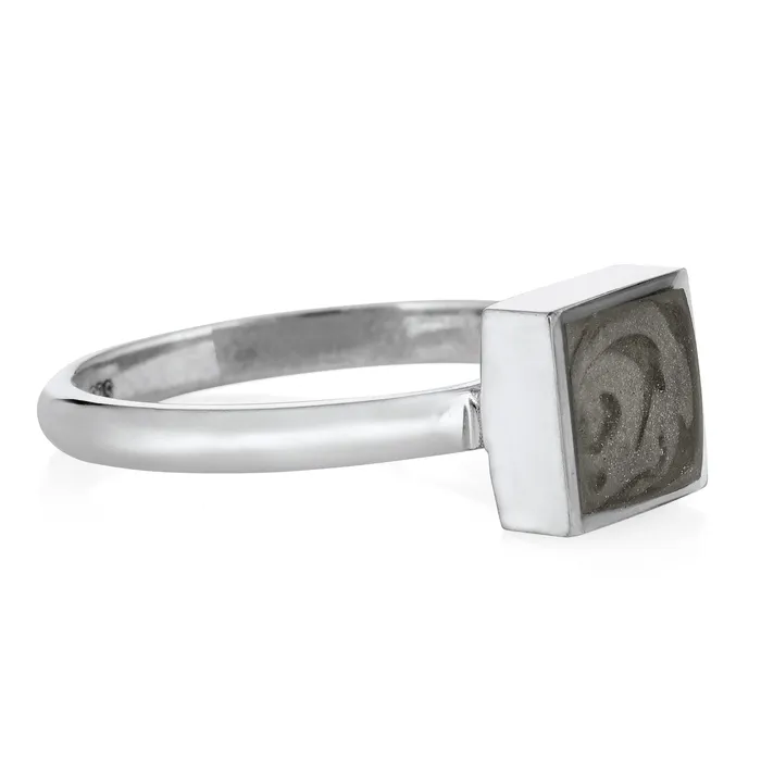 Rings closebymejewelry Large Square Stacking Cremation Ring in 14K White Gold