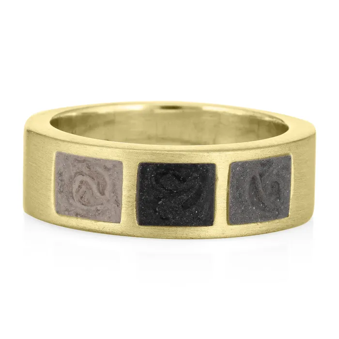 Rings closebymejewelry Three Setting Classic Band Cremation Ring in 14K Yellow Gold Rings closebymejewelry Three Setting Classic Band Cremation Ring in 14K Yellow Gold