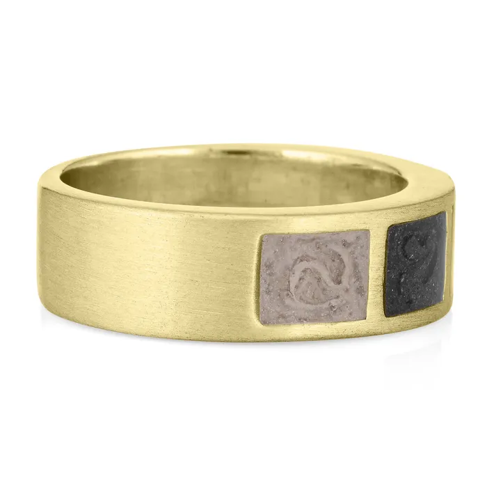 Rings closebymejewelry Three Setting Classic Band Cremation Ring in 14K Yellow Gold