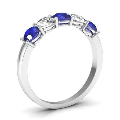 Rings deBebians 100cttw Shared Prong Blue Sapphire and Diamond Five Stone Ring