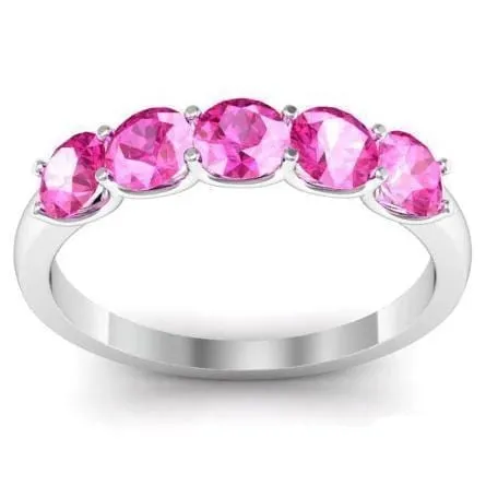 Rings deBebians 100cttw U Prong Pink Sapphire Five Stone Band