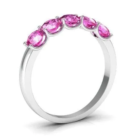 Rings deBebians 100cttw U Prong Pink Sapphire Five Stone Band