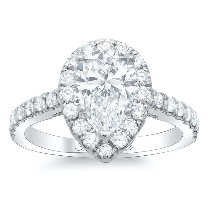 Rings Pear Pave Halo Engagement Ring deBebians