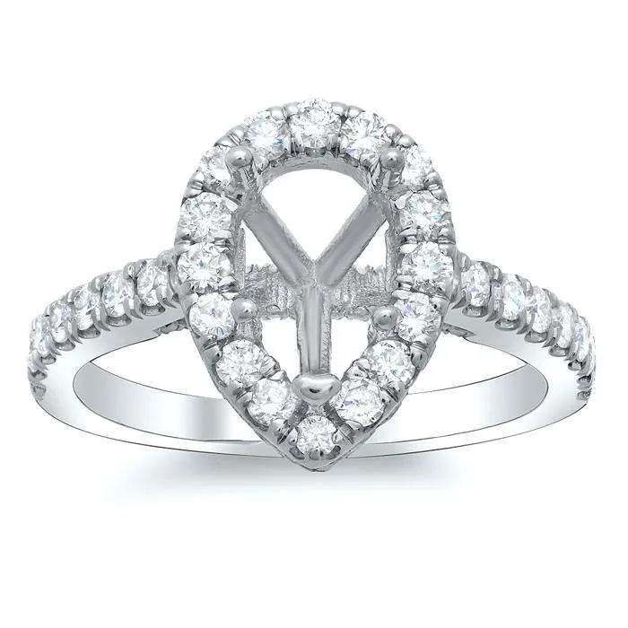 Rings Pear Pave Halo Engagement Ring deBebians