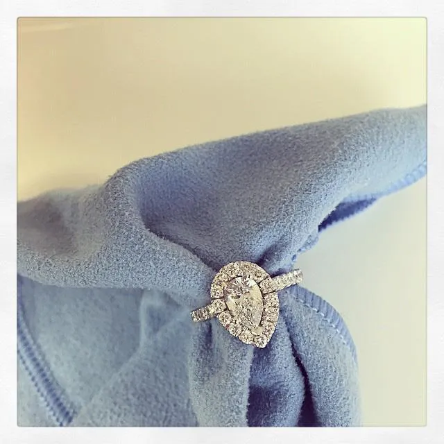 Rings Pear Pave Halo Engagement Ring deBebians