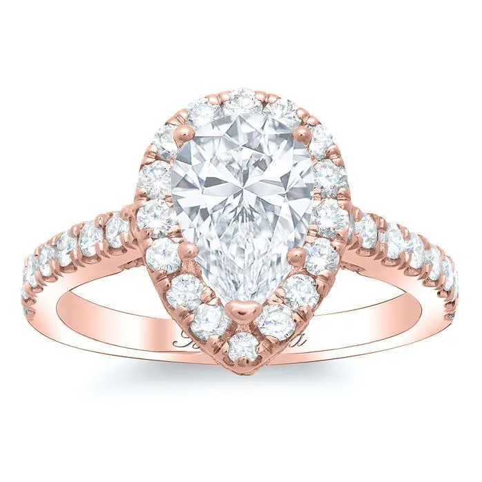 Rings Pear Pave Halo Engagement Ring deBebians
