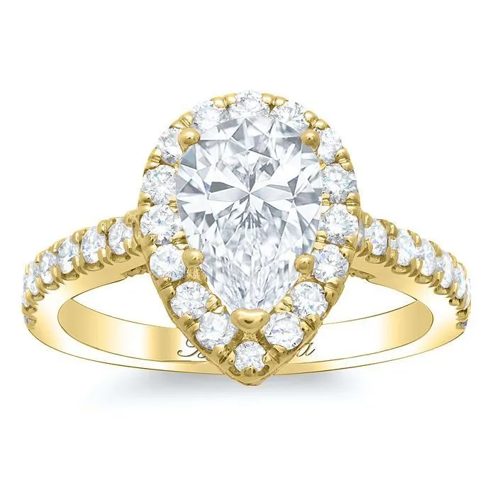 Rings Pear Pave Halo Engagement Ring deBebians