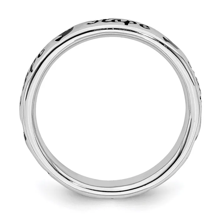 Rings Sterling Silver Stackable Expressions Black Enamel Hope Ring QSK1540 Stackable Expressions Rings Sterling Silver Stackable Expressions Black Enamel Hope Ring QSK1540 Stackable Expressions